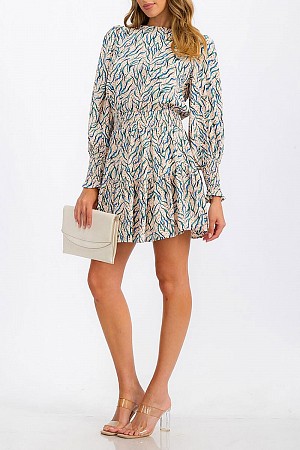 LONG SLEEVE SMOCK WAIST MULTI  ...