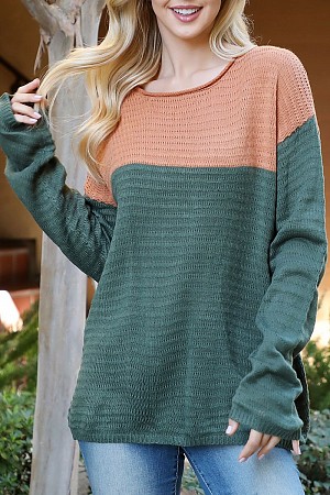 COLOR BLOCK KNIT SWEATER