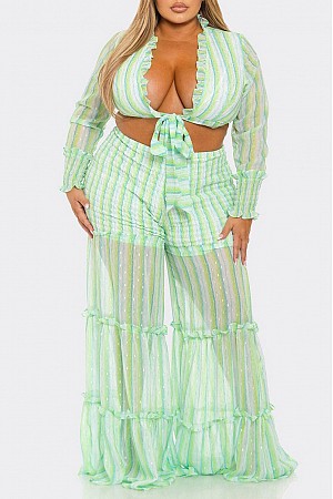 CROP TOP & PANTS TIERED ST ...