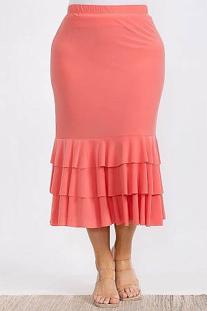 ELASTIC WAIST RUFFLE TIERED BO ...