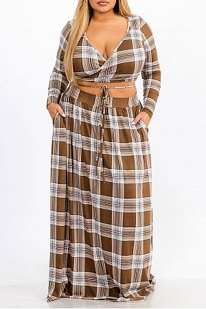 PLAID WRAP TOP & MAXI SKIR ...