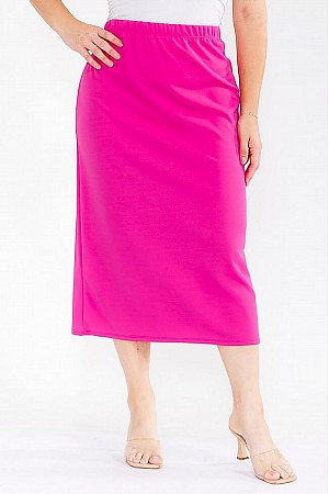 SOLID ELASTIC WAIST MAXI SKIRT