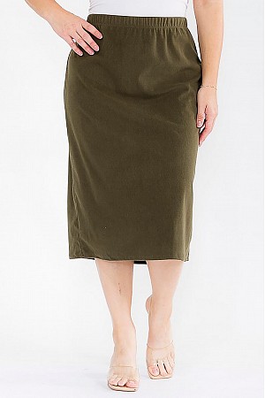 SOLID CORDUROY ELASTIC WAIST M ...