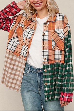 MULTI COLOR PLAID FLANNEL SHAC ...