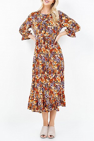 FLORAL PRINT BUTTON UP FLARE P ...