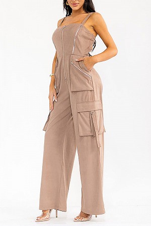 SLEEVELESS ZIP UP POCKETS WIDE ...