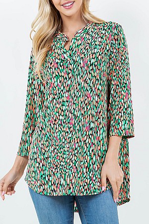 MULTI PRINT V NECK HI LO LOOSE ...