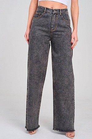 POCKETS WIDE RAW EDGE LEG DENI ...