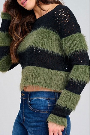 LONG SLEEVE COLORBLOCK KNIT FU ...