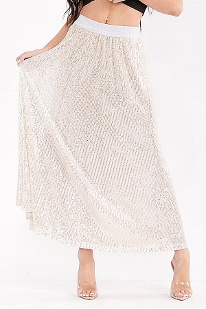 ELASTIC WAIST SEQUINS A LINE M ...