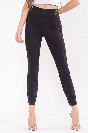 SOLID ELASTIC WAIST SKINNY LEG ...