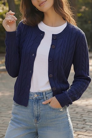 CABLE KNIT BUTTON UP LONG SLEE ... CABLE KNIT BUTTON UP LONG SLEE ...