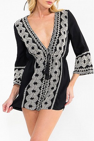 3/4 SLEEVES V-NECK EMBROIDERY ... 3/4 SLEEVES V-NECK EMBROIDERY ...