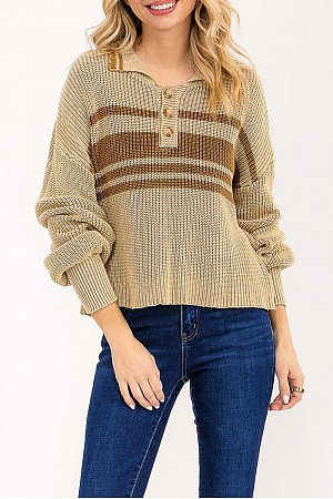 BUTTON CLOSURE STRIPES KNIT PU ... BUTTON CLOSURE STRIPES KNIT PU ...