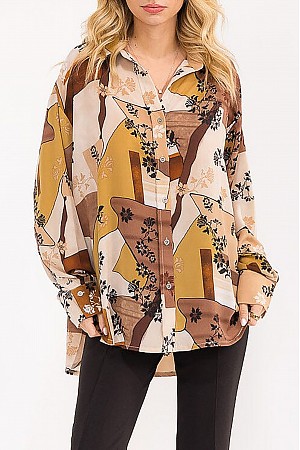 BUTTON CLOSURE HIGH-LOW FLORAL ...