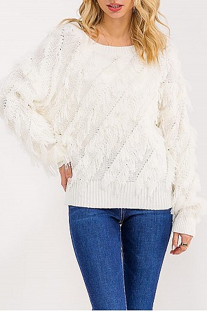 LONG SLEEVE DETAILED KNIT PULL ...