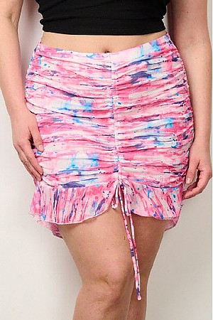 ELASTIC WAIST RUCHED TIE DYE M ...