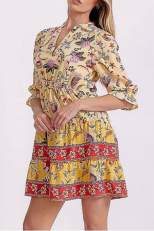 PUFF SLEEVE ELASTIC WAIST FIT  ...