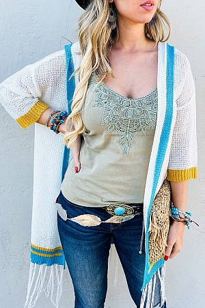 MULTI COLOR CONTRAST FRINGE HE ...