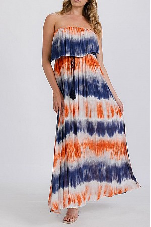 TIE DYE OFF SHOULDER TUBE MAXI ...