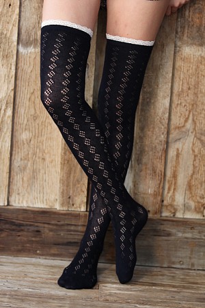 TALL LACE SOCKS WITH LACE TRIM TALL LACE SOCKS WITH LACE TRIM