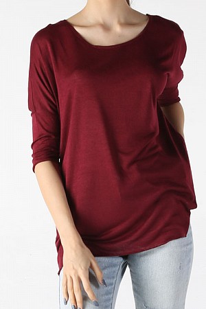 SCOOP NECK DOLMAN SLEEVE TOP