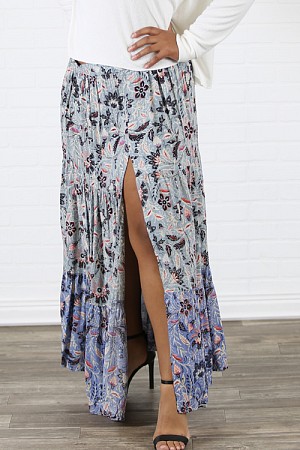 PLUS SIZE PRINTED MAXI SKIRT W ...