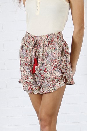 PRINTED RUFFLE SHORT