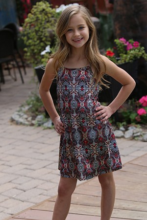 GIRLS PRINTED VELVET DRESS