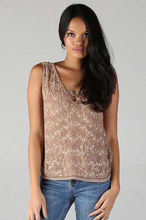 BEADED SLEEVELESS TOP