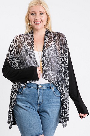 MESH CONTRAST CARDIGAN