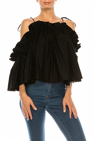 Tie Strap Ruffle Top