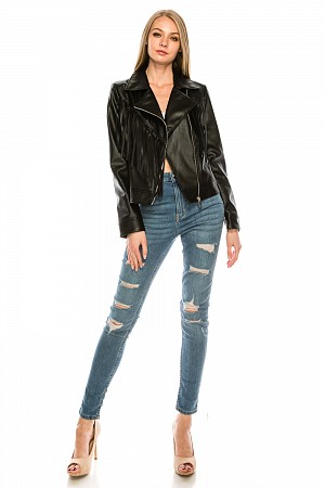 FAUX LEATHER MOTOR CYCLE JACKE ...