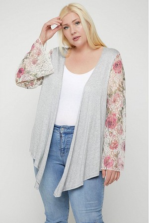 Floral Bell Sleeve Cardigan 