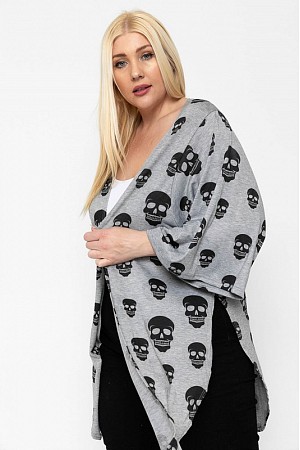 All-Over Skull Print Cardigan 