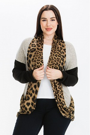 Animal Print Draped Cardigan
