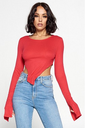 Round Neck Solid Color Curve B ...