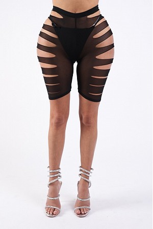 Laser Cut Power Mesh Shorts 