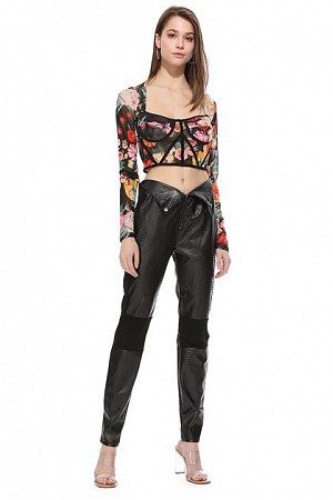 Crocodile skin Leather pants