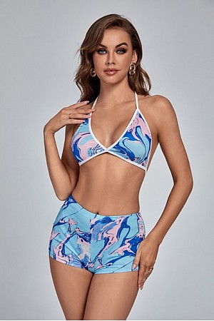 Printed Hanging Neck Bra Short ...