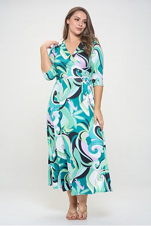 3Q SLEEVE SURPLICE MAXI 3Q SLEEVE SURPLICE MAXI