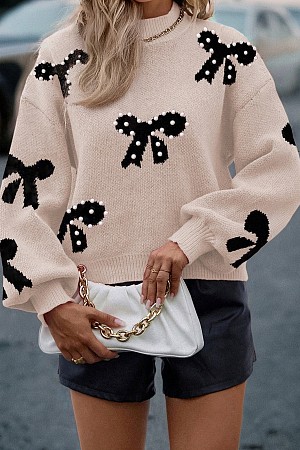 Pearl Embellished Bow Pattern  ...