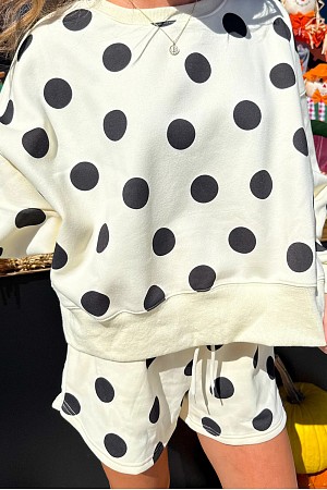 Polka Dot Print Drop Shoulder  ...
