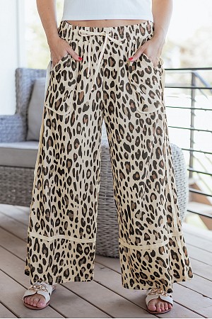 Leopard Wide Leg Cropped Pants