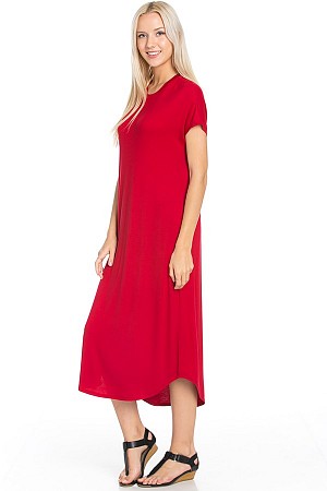 Loose fit Crew Neck Midi Dress ...