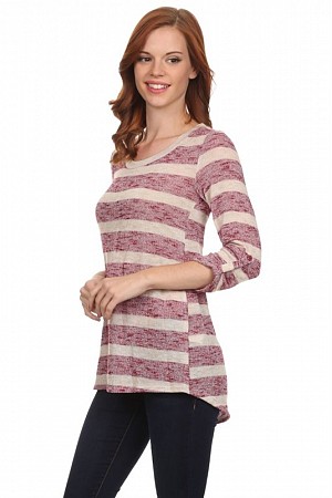 LIGHTWEIGHT STRIPED 3/4 SLEEVE ... LIGHTWEIGHT STRIPED 3/4 SLEEVE ...