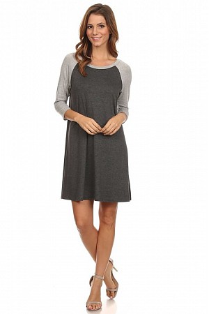 SOLID CONTRAST T SHIRT DRESS