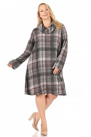 Plaid plus size dress 