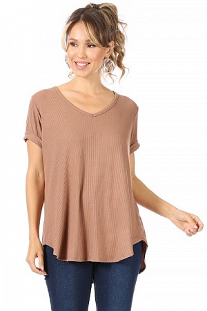 Soft ribbed v neck top Soft ribbed v neck top