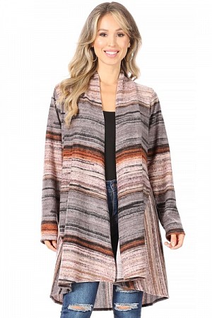 Plus size striped cardigan